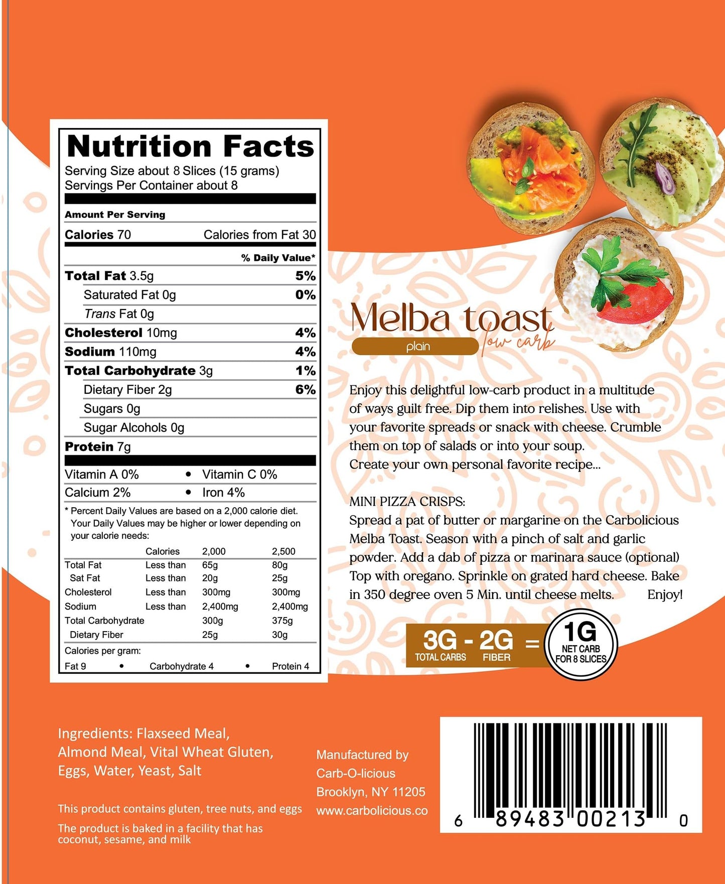 Low Carb Melba Toast (PLAIN) 4oz