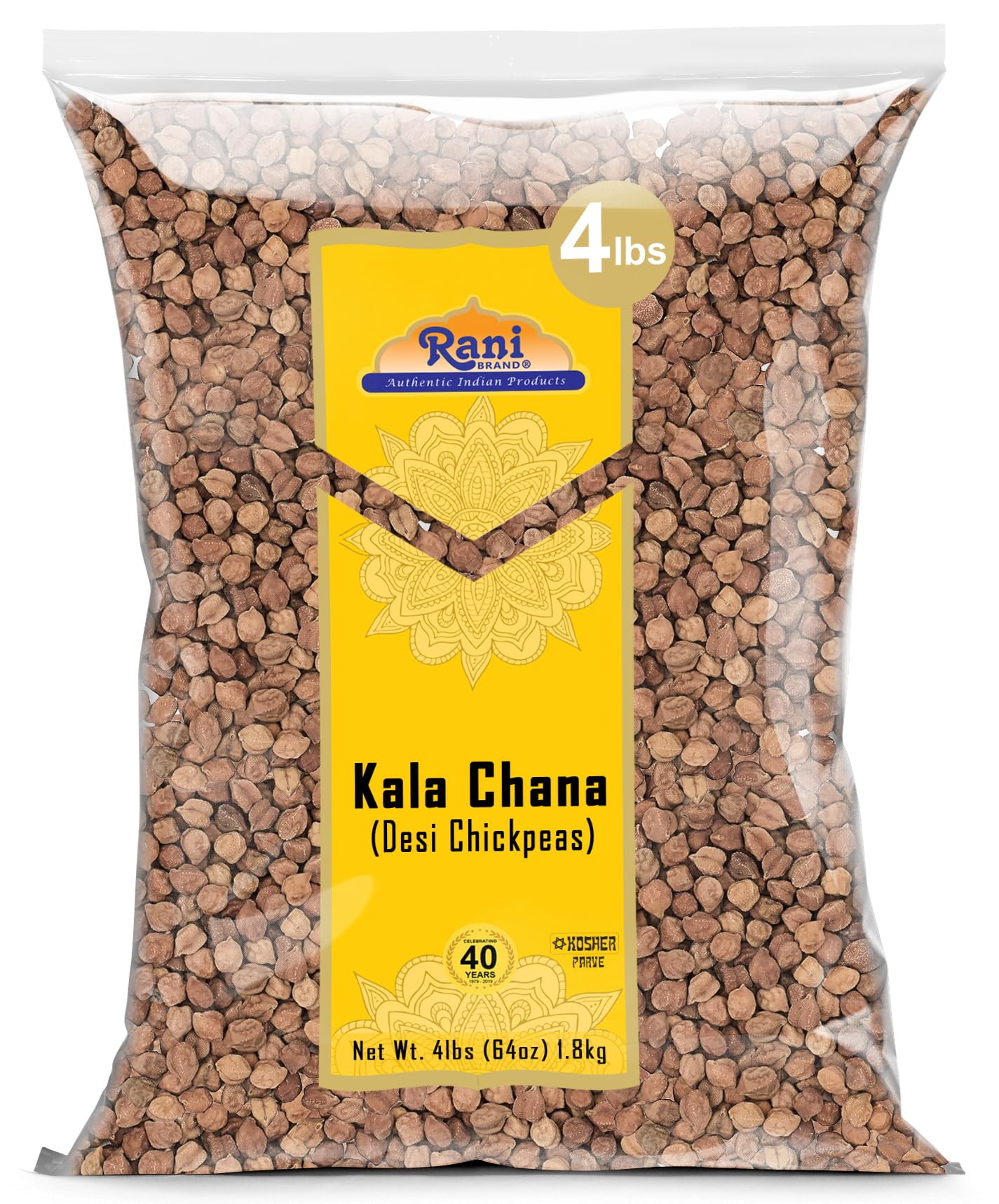 Rani Kala Chana (Desi Chickpeas Chana With Skin) 64Oz (4Lbs) 1.81Kg Bulk ~ All Natural | Gluten Friendly | Non-Gmo | Kosher | Vegan | Indian Origin