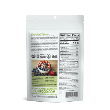 Sunfood Organic Chocolate Superfood Smoothie Mix - Vegan Protein Powder, Plant Protein Powder, Plant Based Pea Protein Blend wit