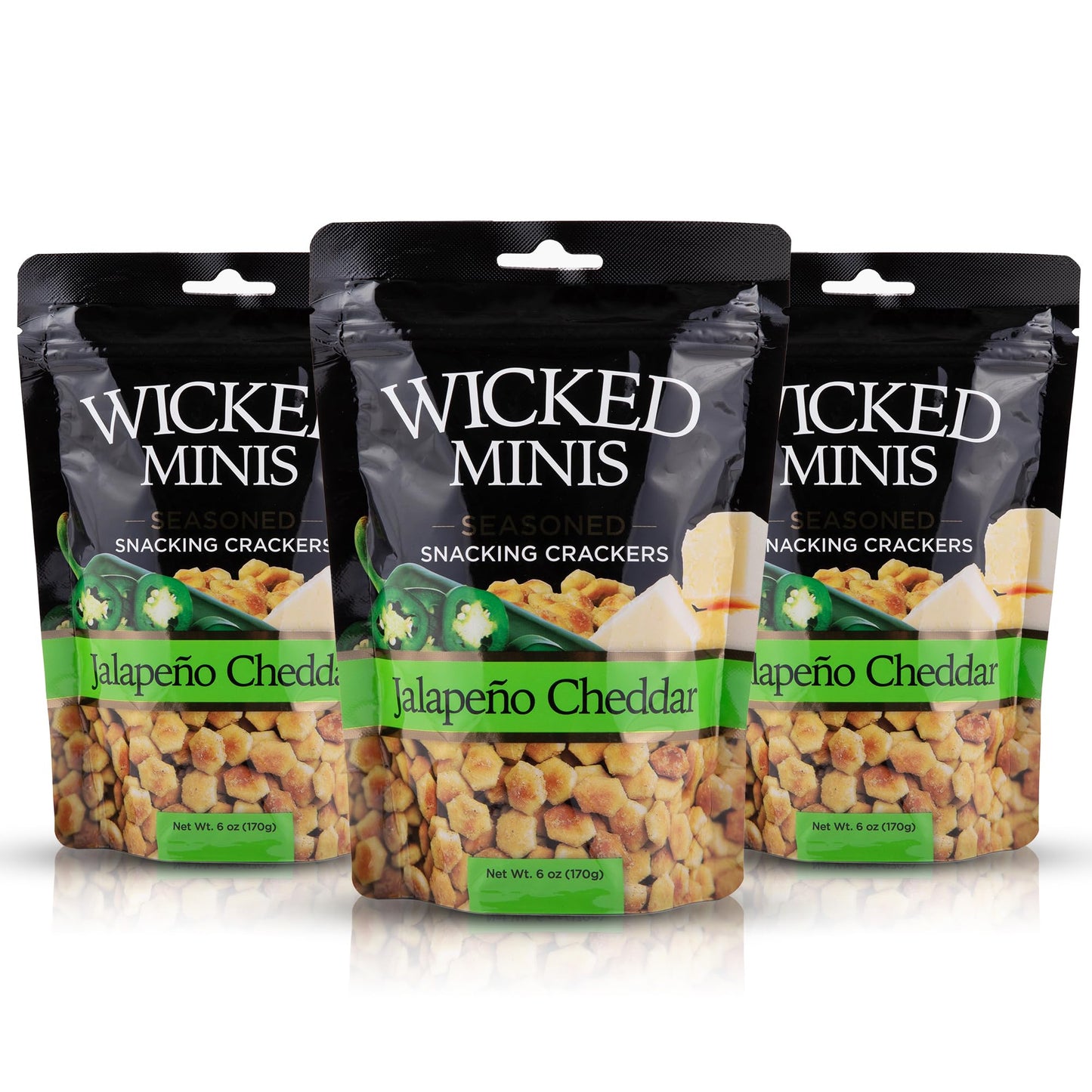 Wicked Mix Mini Puffed Soup Crackers, Jalapeno Cheddar, 6 Ounce Bag, Pack of 3