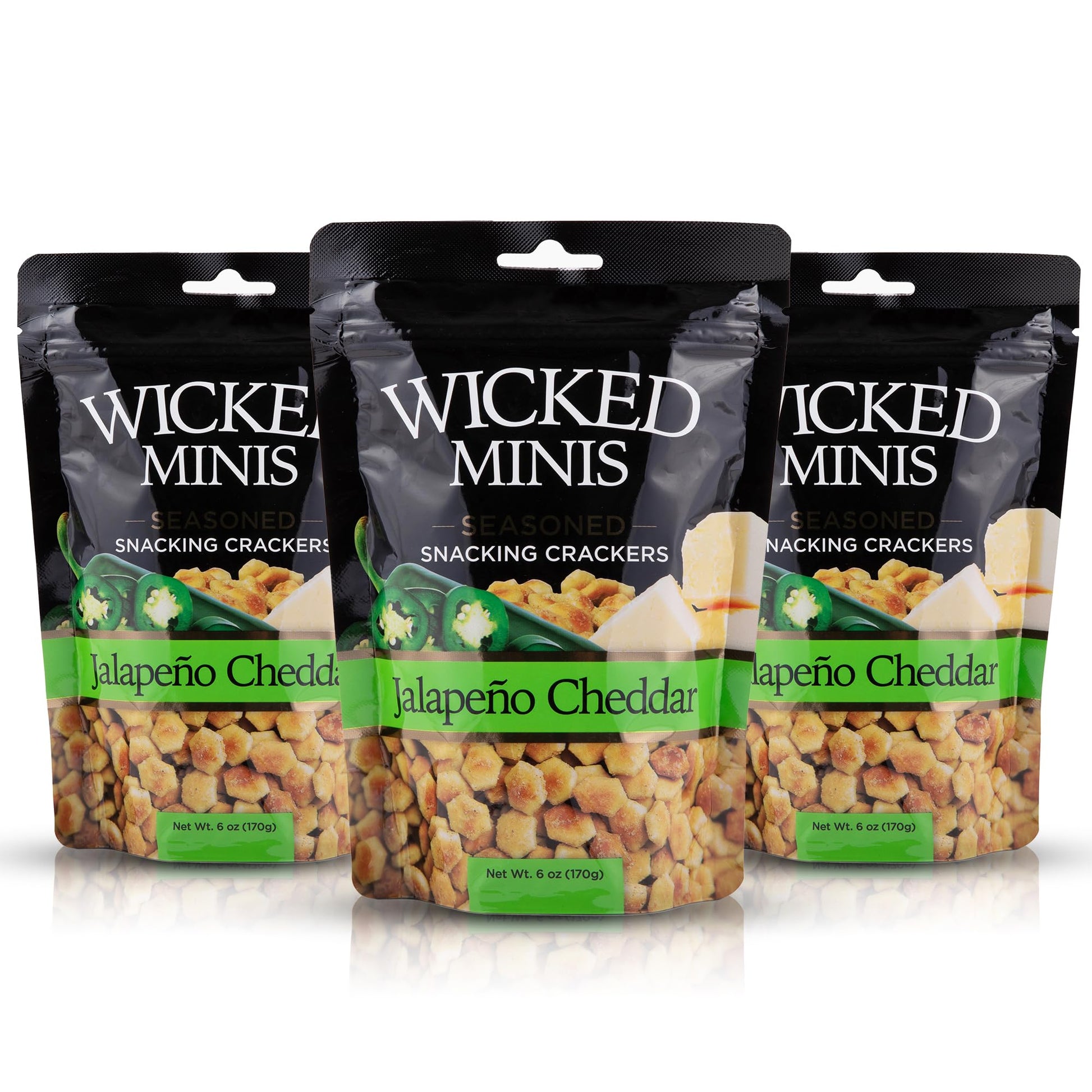 Wicked Mix Mini Puffed Soup Crackers, Jalapeno Cheddar, 6 Ounce Bag, Pack of 3