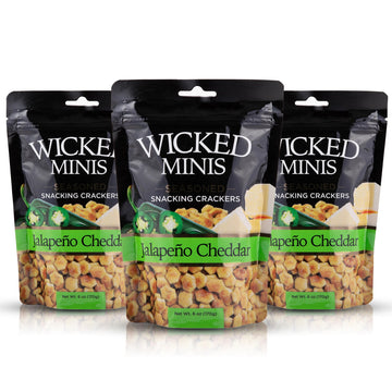 Wicked Mix Mini Puffed Soup Crackers, Jalapeno Cheddar, 6 Ounce Bag, Pack of 3