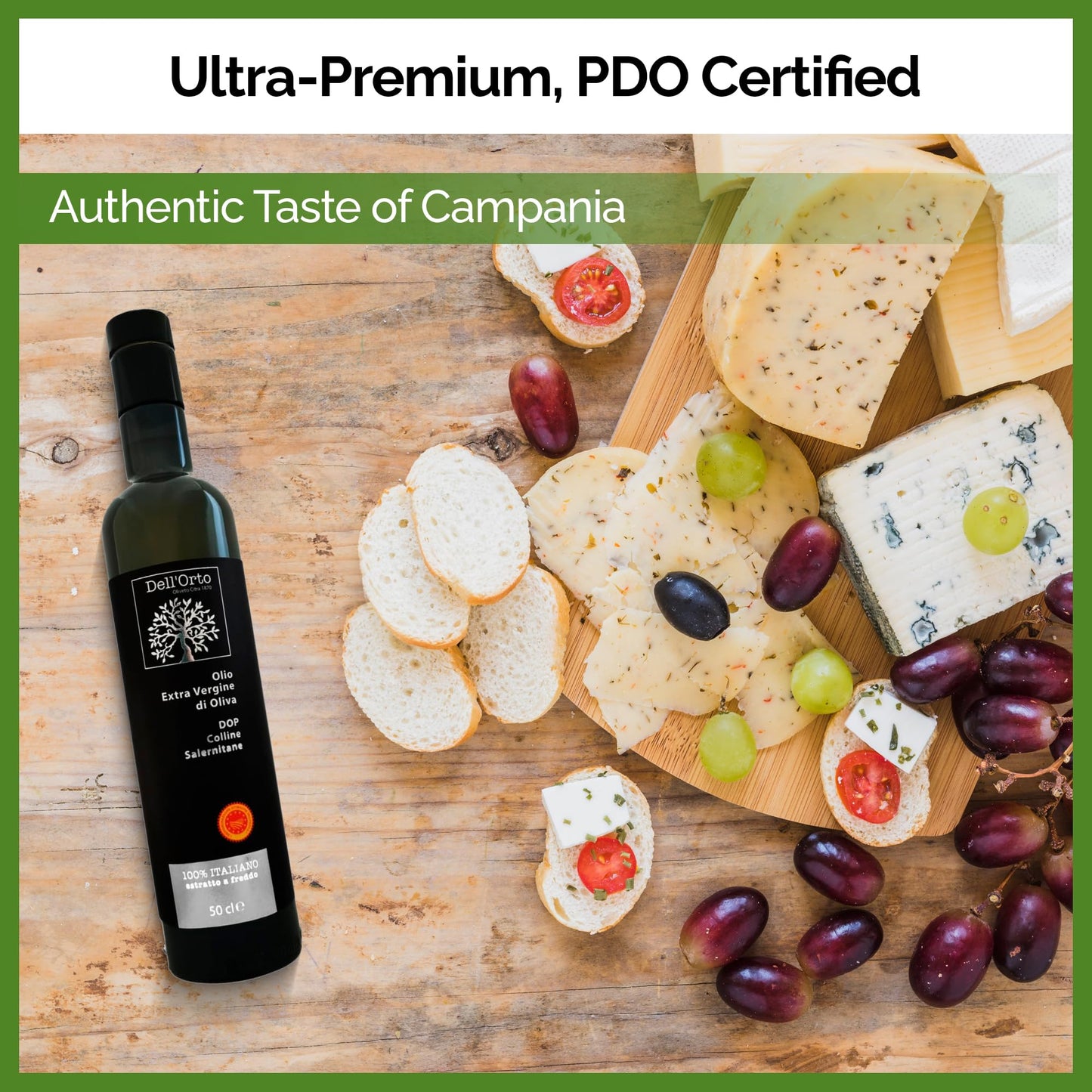 DellOrto Extra Virgin Olive Oil, Cold Pressed, PDO, 500ml (16.9 fl oz), Artisan Crafted, Campania, NYIOOC Gold 2025