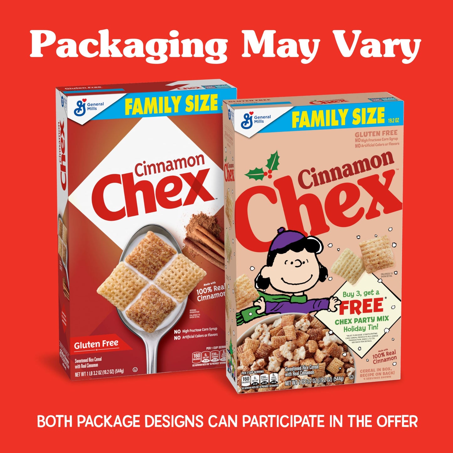 Cinnamon Chex Cereal, Gluten Free Breakfast Cereal, Made With Whole Grain, Family Size, 19.2 Oz