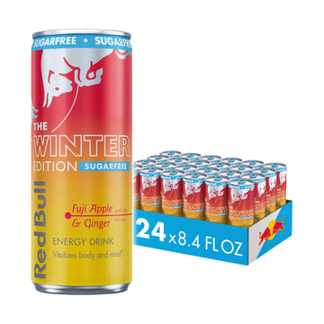 Red Bull Sugar-Free Fuji Apple and Ginger Winter Edition Energy Drink  with 80mg Caffeine plus Taurine & B Vitamins  8.4 Fl Oz  Pack of 24 Cans