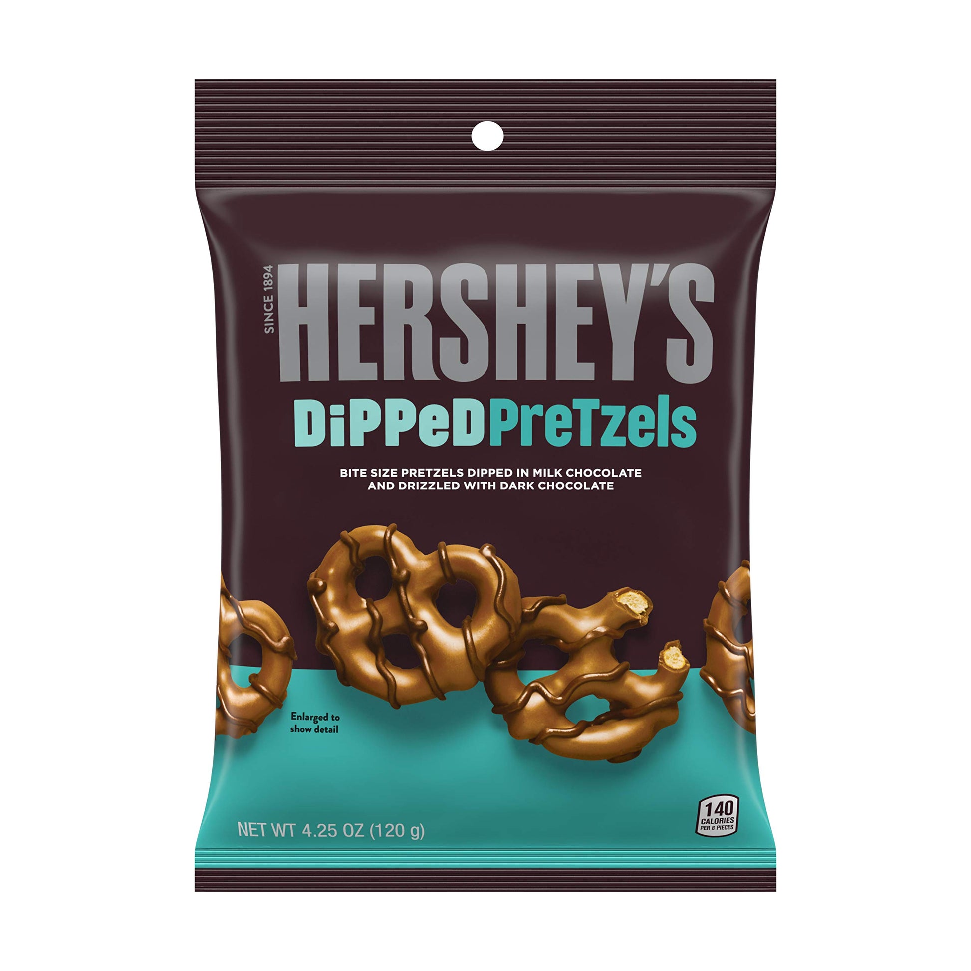 Hersheys Dipped Pretzels, 4.25 oz. Bags, Case of 12 (Milk Chocolate)