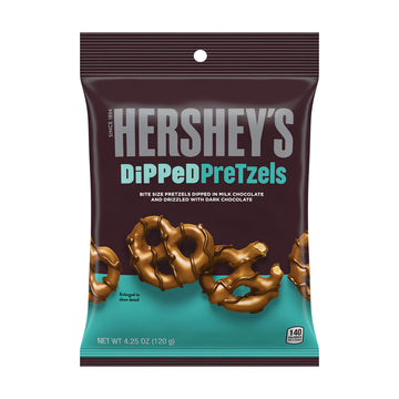 Hersheys Dipped Pretzels, 4.25 oz. Bags, Case of 12 (Milk Chocolate)