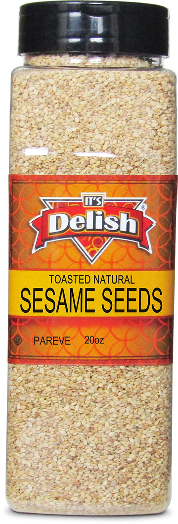 Natural Toasted Whole Sesame Seeds By It'S Delish, 20 Oz Large Jar - Natural Gluten-Free Fresh Oven Roasted White Sesame - Resta