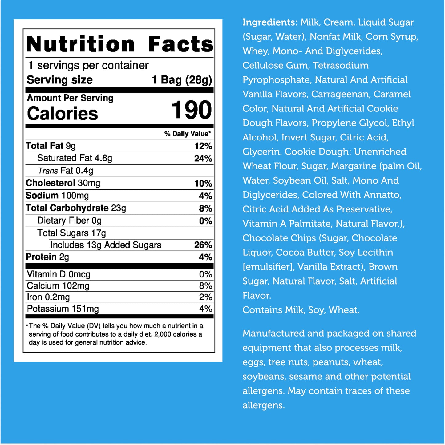 Arctic Farms Freeze Dried Ice Cream that Does Not Melt (Cookie Dough)