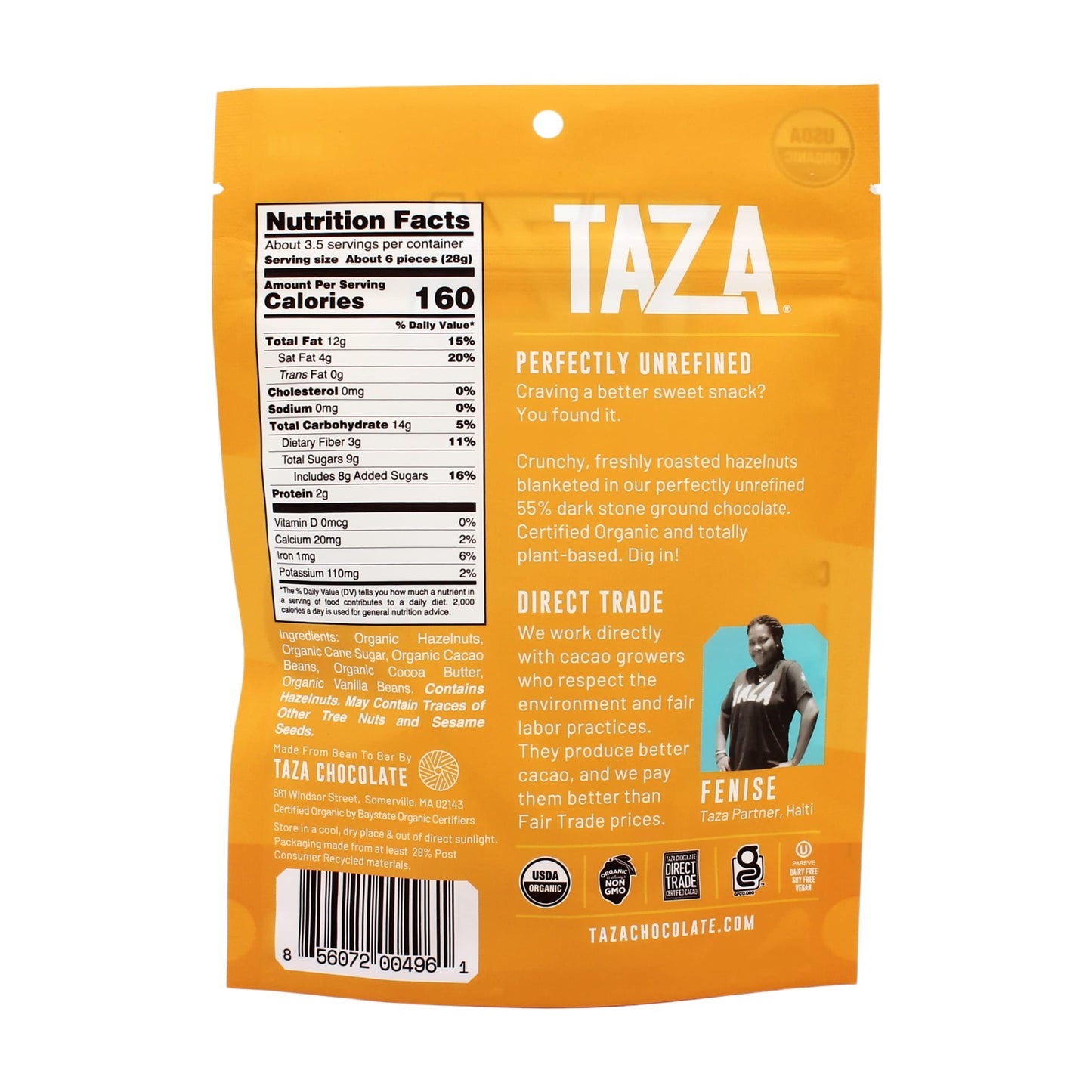 Taza Chocolate Organic Chocolate Covered Hazelnuts, 55% Dark Chocolate, 3.5 Ounce (12 Count), Vegan