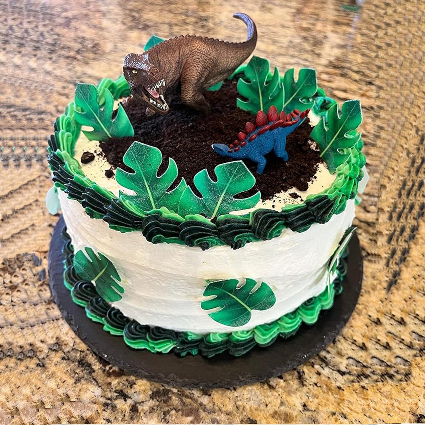 Yocity 48Pcs Edible Tropical Plam Leaves Cake Toppers Wafer Paper Tropical Palm Leaves Cupcake Toppers For Hawaii Theme Jungle S
