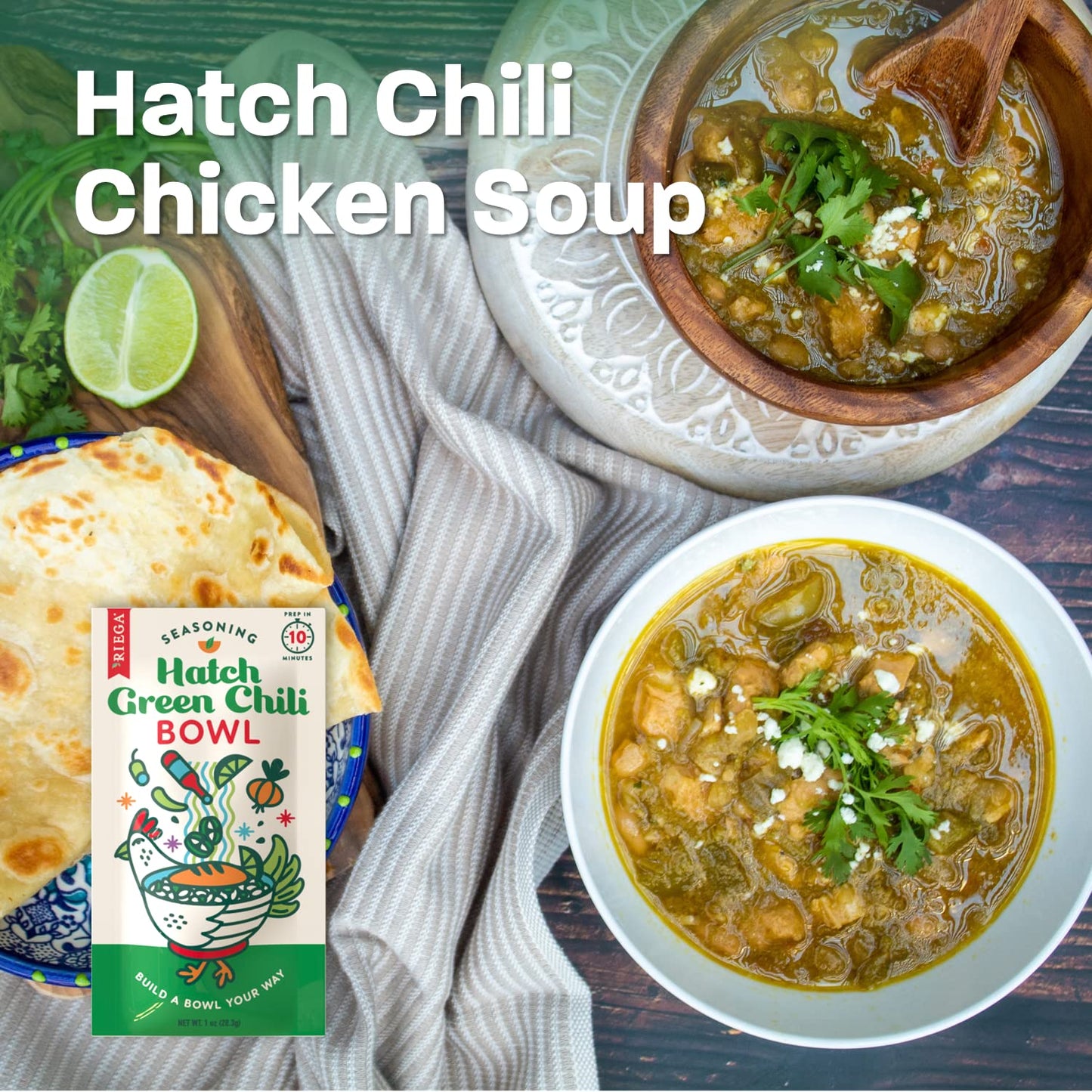 Riega Hatch Green Chili Bowl Seasoning, Authentic Hatch Green Chili Pepper Flavor to Enhance any Chili, Salad or Rice Bowl, 1 Ou