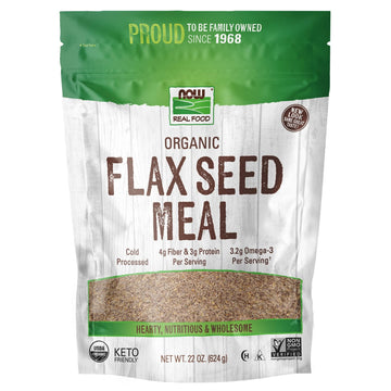 Now Foods, Organic Flax Seed Meal, Source Of Essential Fatty Acids And Fiber, Cold-Processed, Certified Non-Gmo, 22-Ounce (Packaging May Vary)