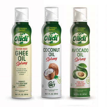 Olidi Coconut Oil 5 oz, 100% Pure Cooking Oil Spray, (Pack of 4) perfect for healthy Keto snacks, baking, grilling, seasoning, o