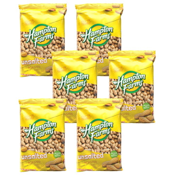 Hampton Farms - Usa Grown All-Natural - Fancy Roasted In-Shell Unsalted Peanuts - 5 Lb. Bags - 6 Pack