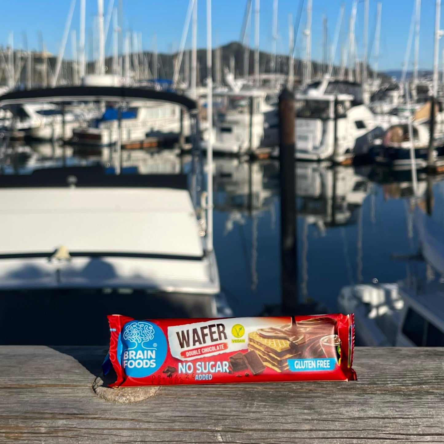 BRAIN FOODS Gluten Free Vegan Double Chocolate Wafers - 12 Bars, No Sugar Added, High Fiber, No Palm Oil, 1.4 oz, 170 Calories,
