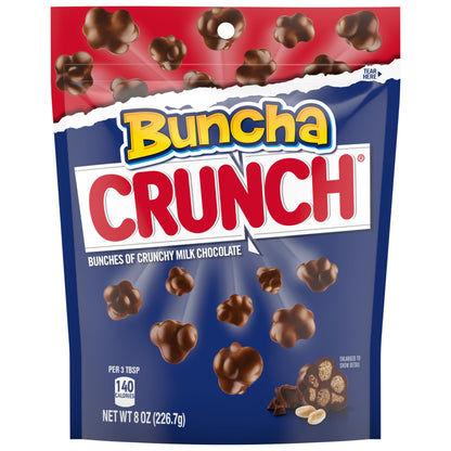 Buncha CRUNCH - Milk Chocolate and Crisped Rice, Resealable Bag, 8 oz each, Bulk 8 Bags