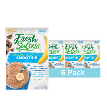 Concord Foods Chocolate Banana Smoothie Mix - Fruit Flavor With No Artificial Flavors, Colors, Or Preservatives - Ideal For Fresh Fruit Smoothies - 1.3 Ounce Pouch For Healthy Smoothies (Pack Of 6)