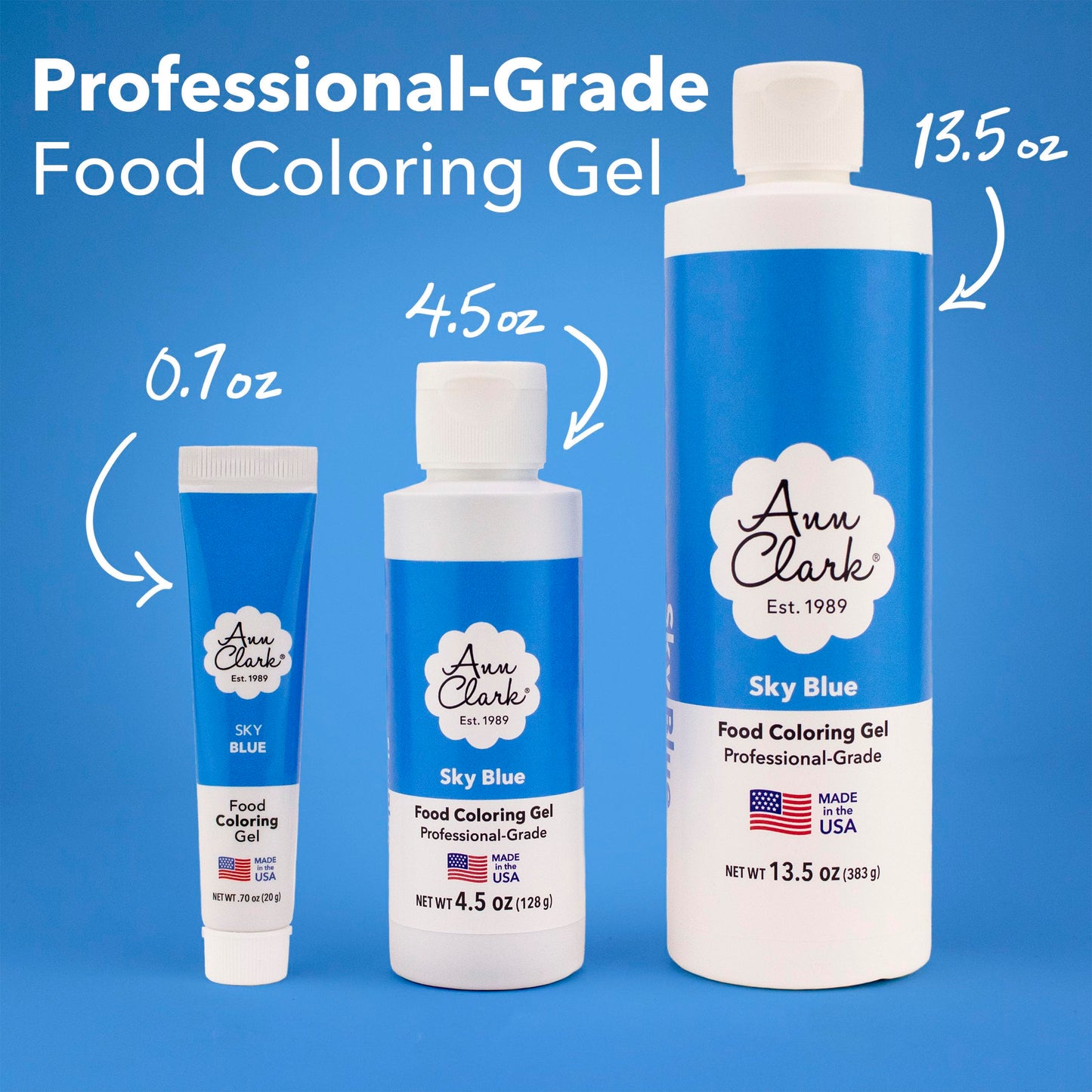 Ann Clark Sky Blue Food Coloring Gel, 4.5 oz, Professional Grade, Made in USA