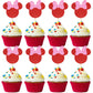 Arthsdite 24Pcs Mouse Inspired Cupcake Toppers with Pink Bow Red Glitter Mouse Cake Decorations for Baby Shower Wedding Kids Bir