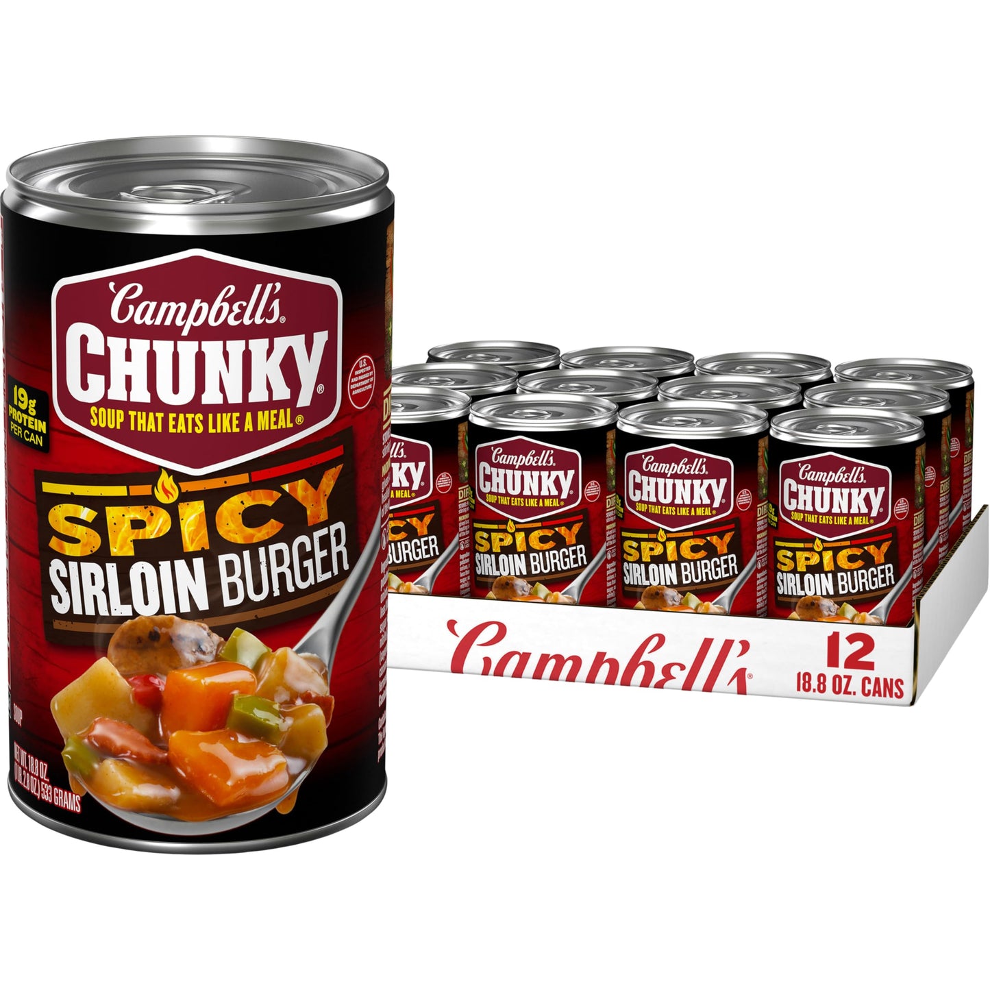 Campbell s Chunky Soup, Spicy Sirloin Burger Soup, 18.8 Oz Can (Case of 12)