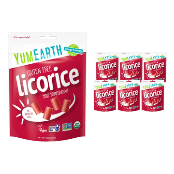 YumEarth Organic Gluten Free Pomegranate Licorice Snack Packs - Allergy Friendly, Gluten Free, Non-GMO, Vegan, No Artificial Fla