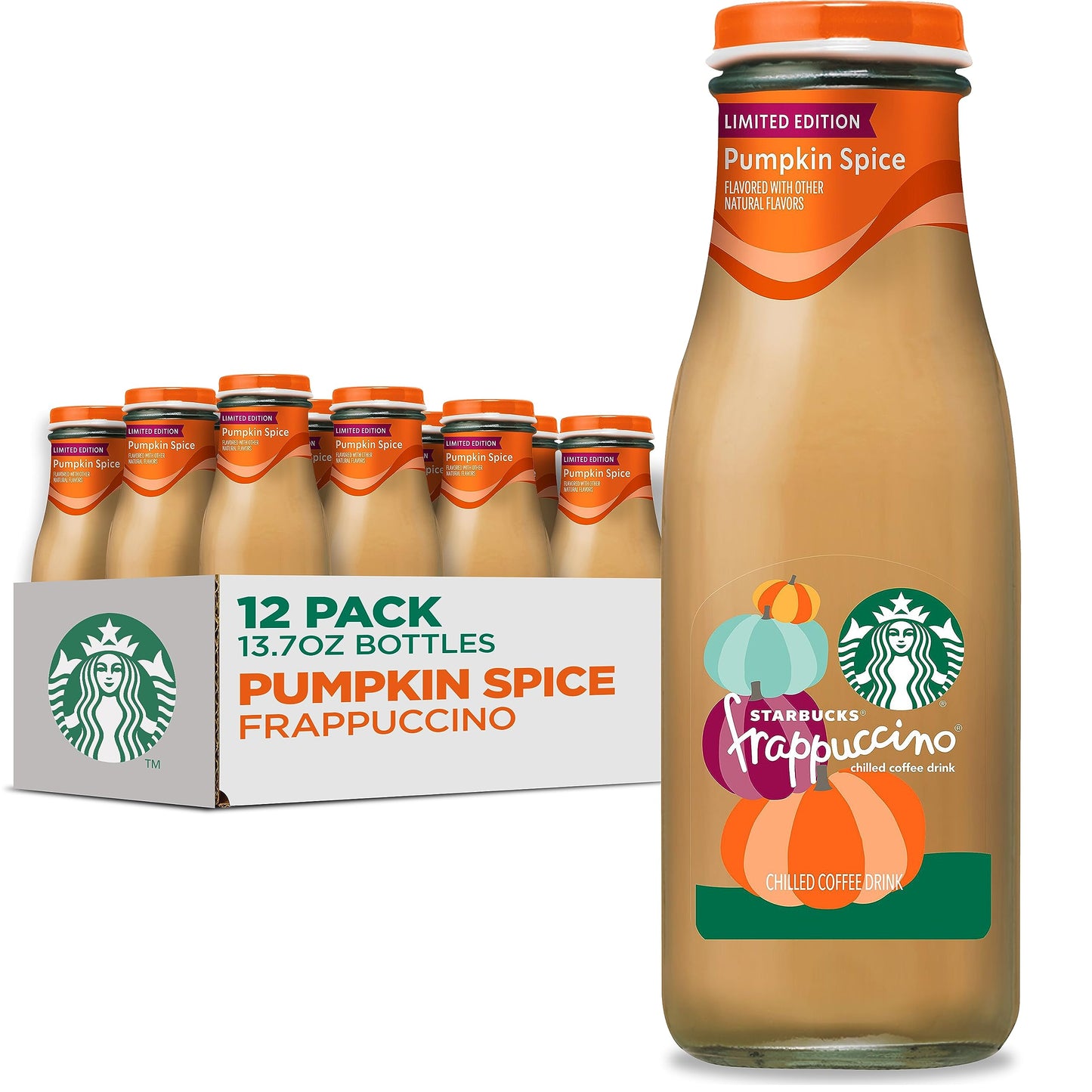 Starbucks Frappuccino Coffee Drink, Pumpkin Spice, 13.7 fl oz Bottles, 12 Pack