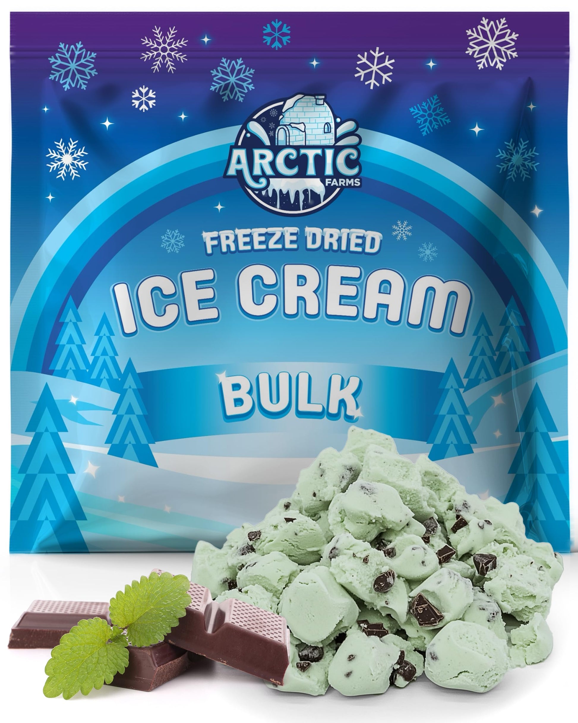 Arctic Farms Freeze Dried Ice Cream Bits Bagged and Boxed - Does Not Melt (Mint Chocolate Chip, 1lb)