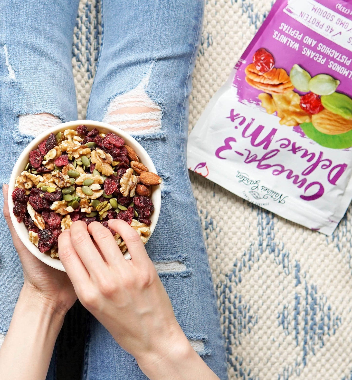 Natures Garden Omega-3 Deluxe Mix - Power Up Omega Deluxe Trail Mix, Heart Healthy, Gluten Free, Antioxidant Rich, Cholesterol