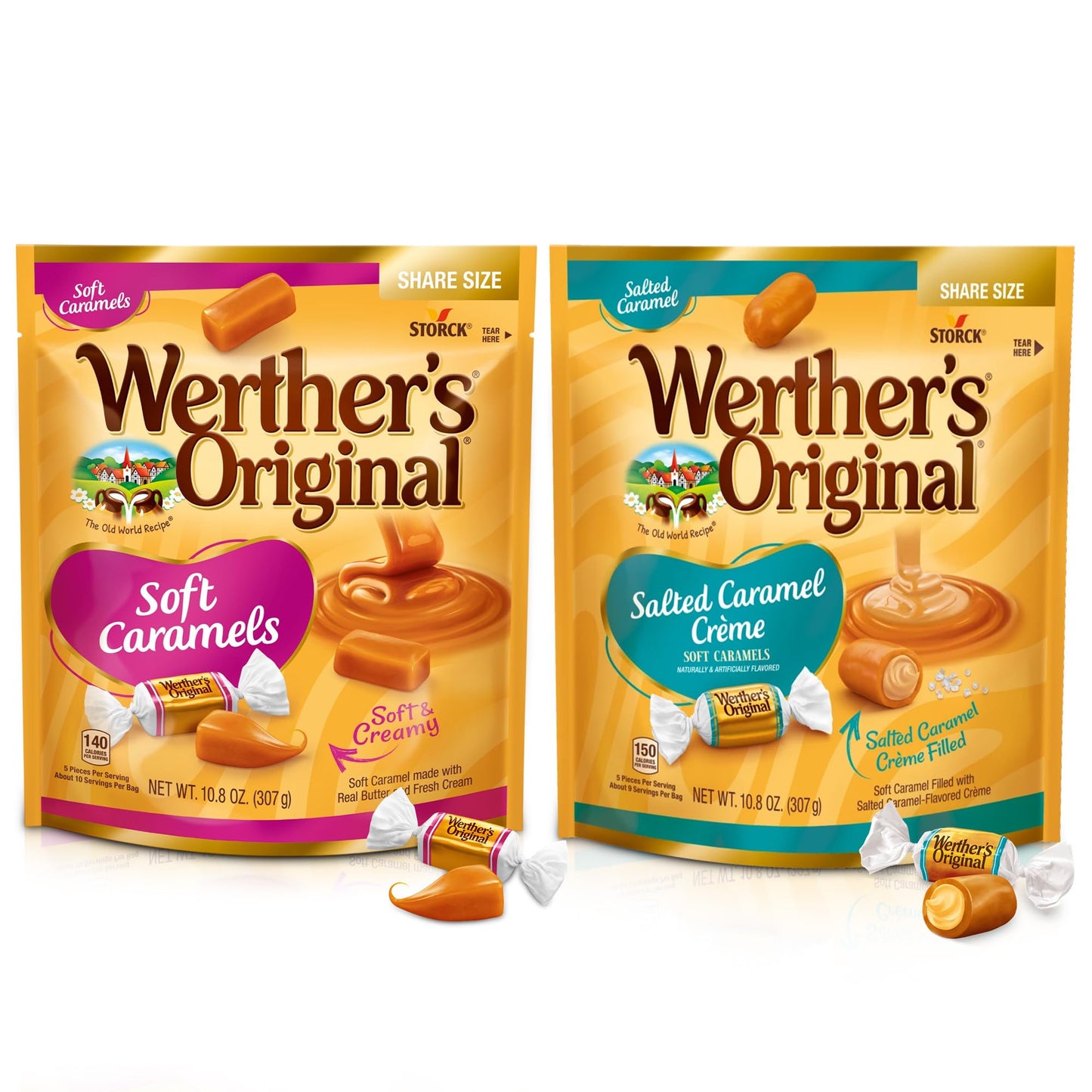 Werthers Oriflavor Blendal Soft Caramel Candy Variety Pack 10.8 Oz Each | Classic Soft Caramels & Salted Caramel Crme - Individually Wrapped Candies Pack 2