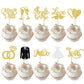 YCTHUNFISH Bride to Be Cupcake Toppers, 30 Pack Glitter Diamond Ring, Gold Decorations for Bridal Shower, Wedding, Bachelorette Party
