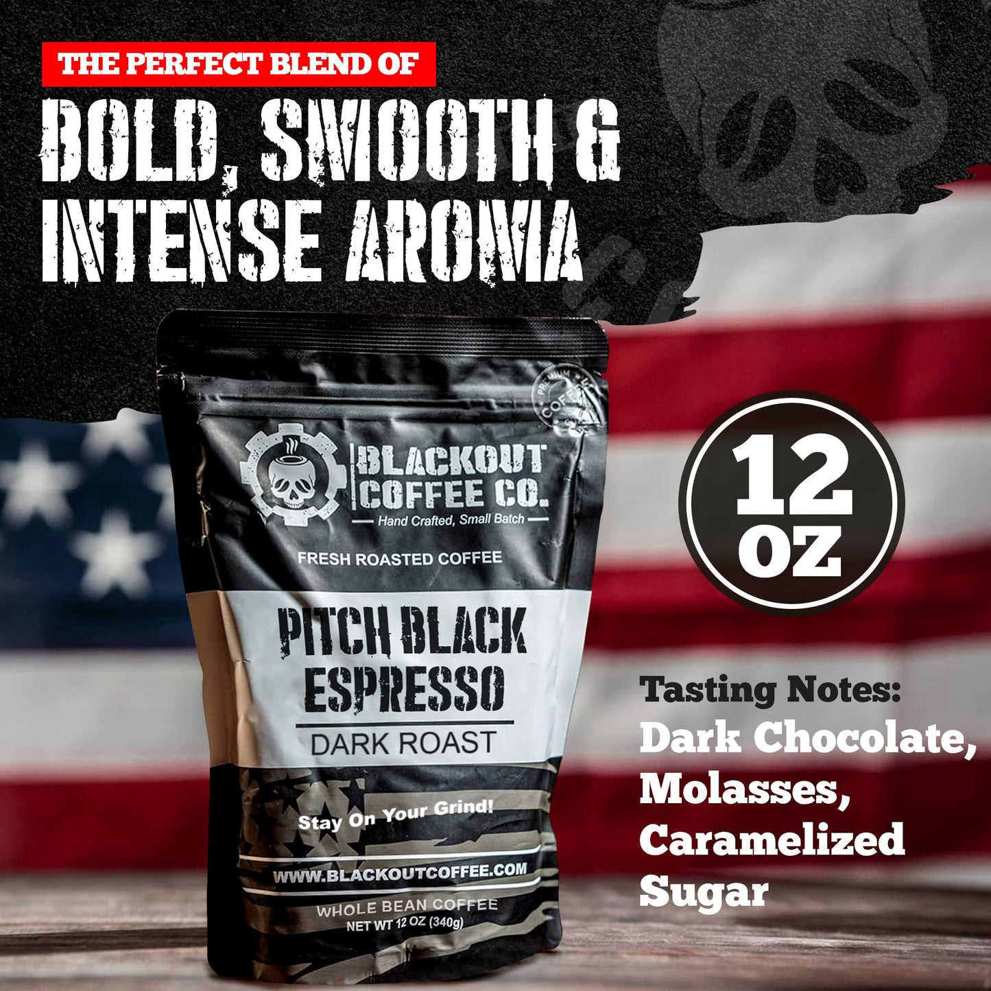 Blackout Coffee Pitch Black Espresso - Extra Dark Roast Whole Bean - 12 oz Bag