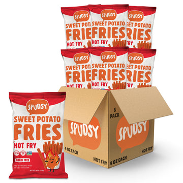 Spudsy Hot Fries - Spicy Sweet Potato Fries | Vegan, Gluten Free Veggie Straws| Plant-Based, Non-GMO, Kosher, Superfood Snack | 