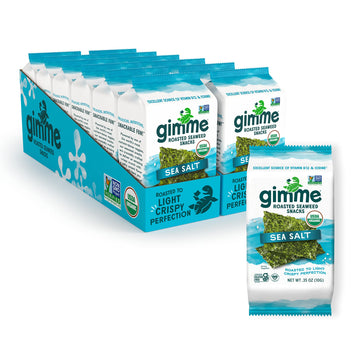 Gimme - Sea Salt - Sharing Size - Organic Roasted Seaweed Sheets - Keto, Vegan, Gluten Free - Great Source Of Iodine & Omega 3S 