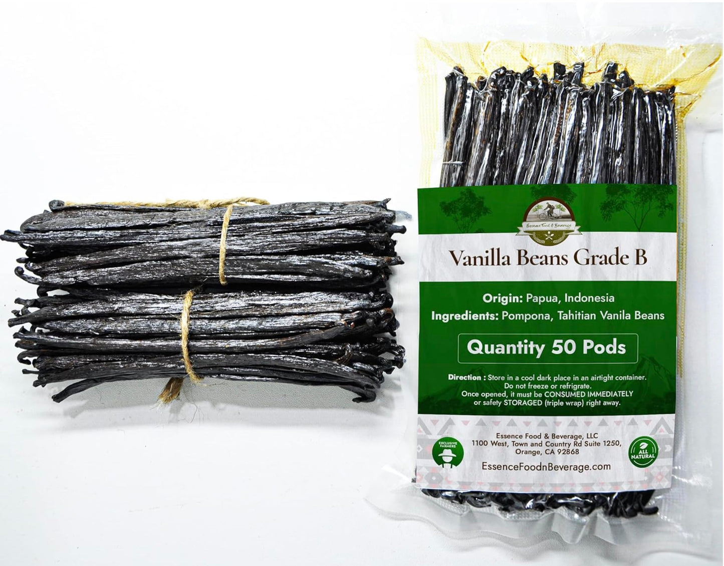 50 Tahitian Vanilla Beans Bulk for Making Vanilla Extract  Whole Vanilla Beans Extract Grade 4-5 inches  Perfect Homemade Extract  baking and cooking (50 Beans) (50 BEANS)