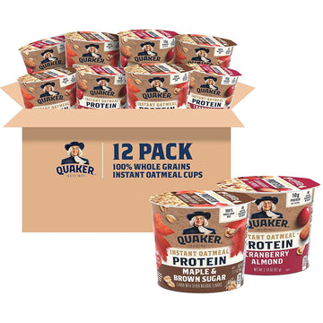 Quaker Instant Oatmeal Express Cups, 10g Protein, 2 Flavor Variety Pack, 2.11 Ounce (Pack of 12)
