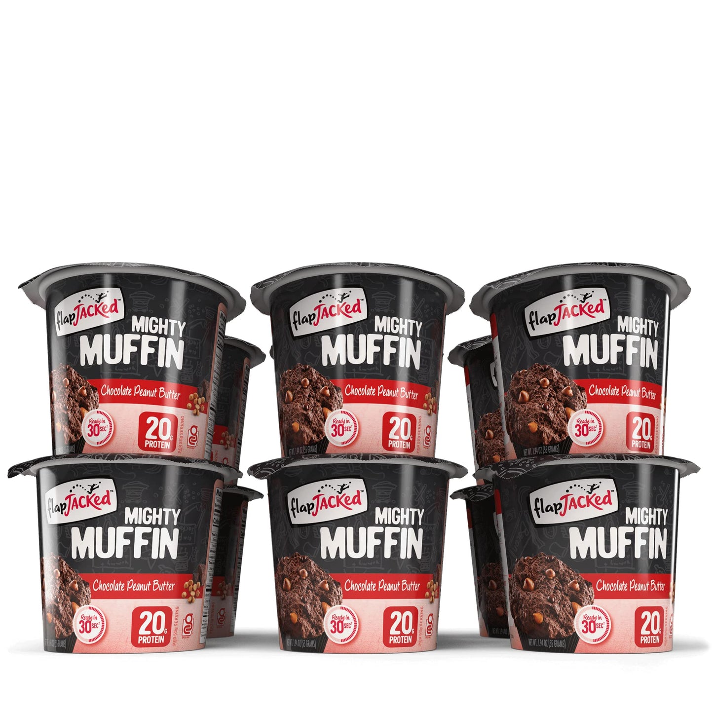 FlapJacked Mighty Muffins, Gluten-Free Chocolate Peanut Butter, 1.94 Ounce (Pack of 12)