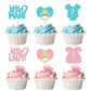 24Pcs Boy Or Girl Cupcake Toppers Glitter Gender Reveal Onesie Question Mark Cupcake Picks Little Man Or Little Lady Baby Shower
