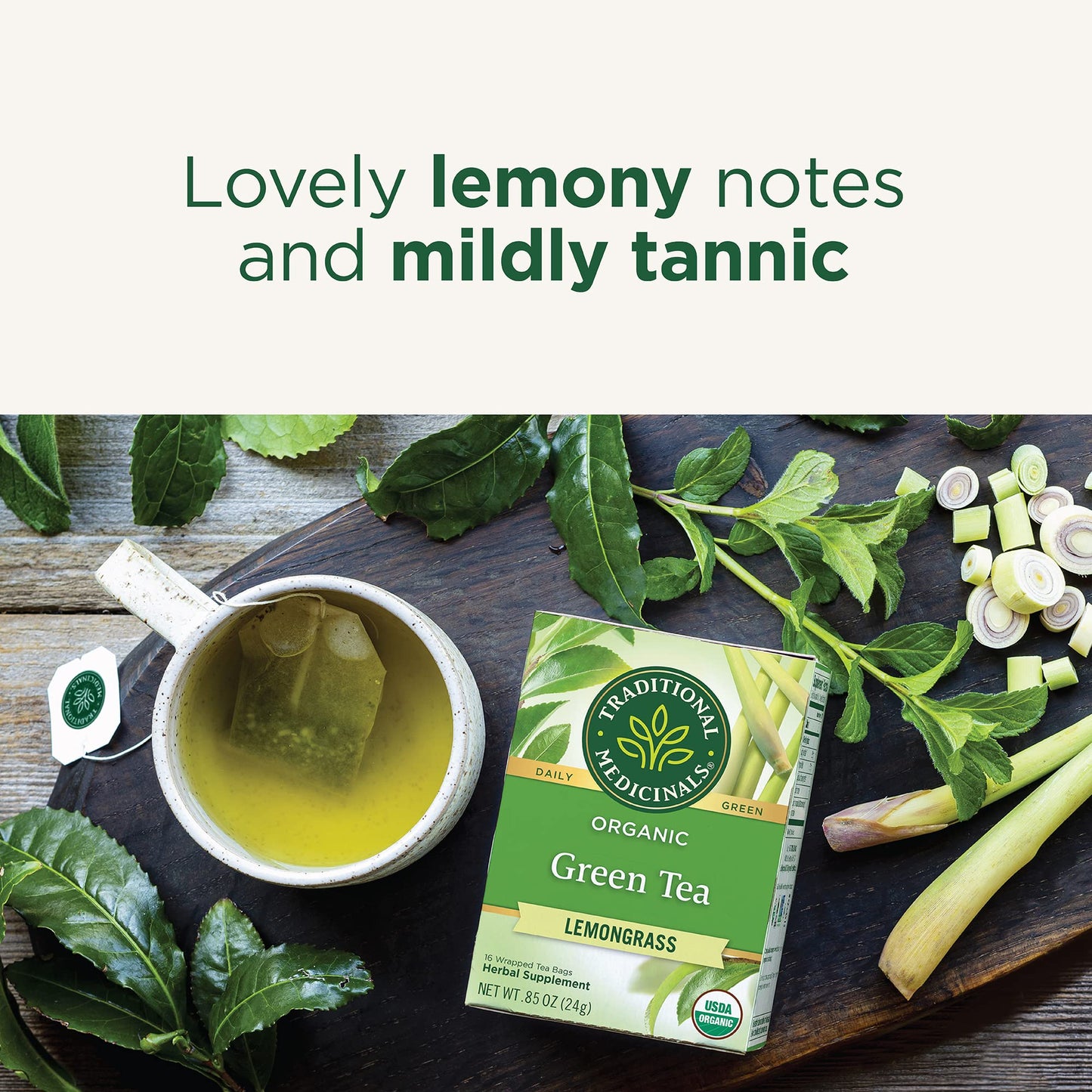 Traditional Medicinals Tea, Organic Green Tea Lemongrass, 16 Tea Bags