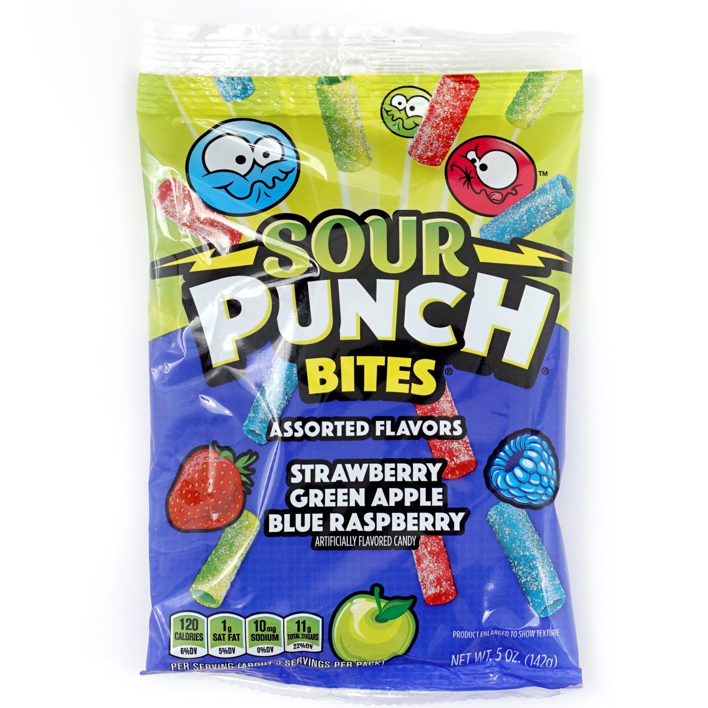 Sour Punch Bites, 5 Ounce Bags (Pack Of 3), Strawberry, Blue Raspberry & Assorted Flavors Bags, The Hampton Popcorn & Candy Comp