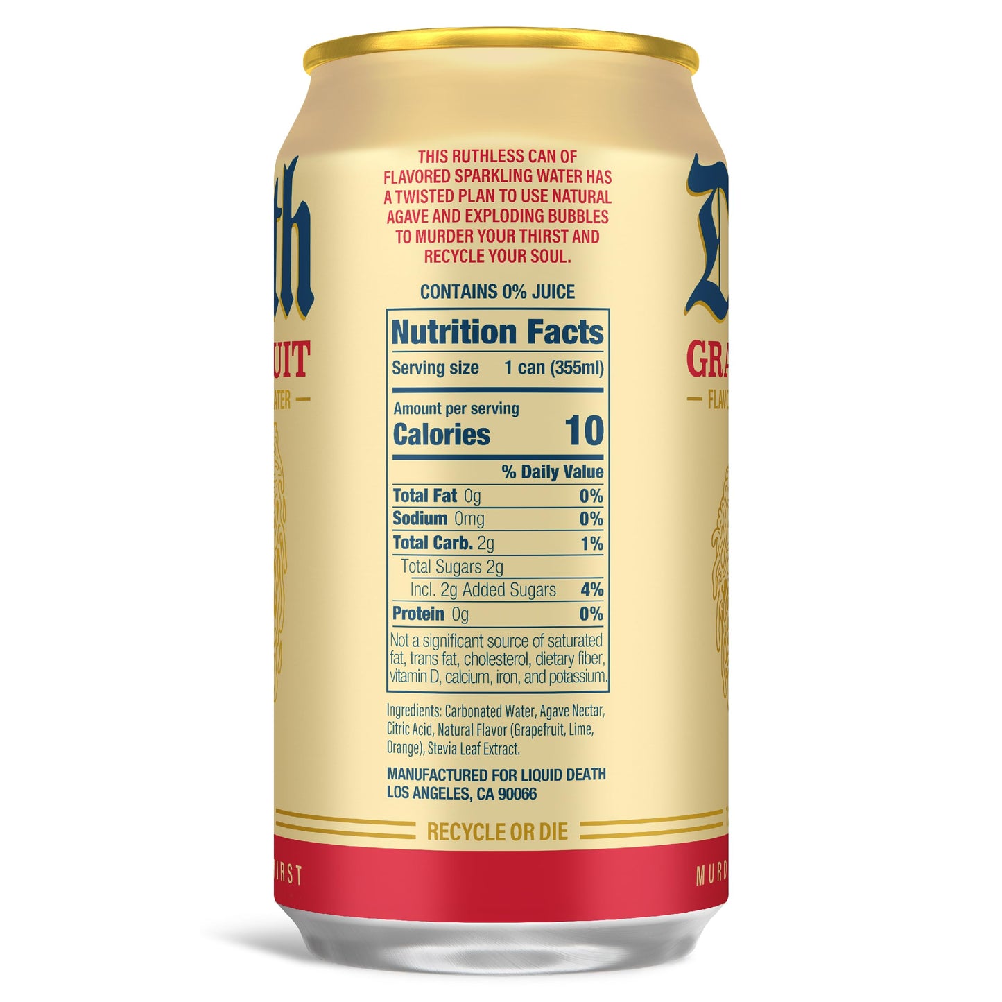 Liquid Death G fruit-Flavored Sparkling Water, 12-Pack (12oz Cans), Low Sugar, No Artificial Sweeteners