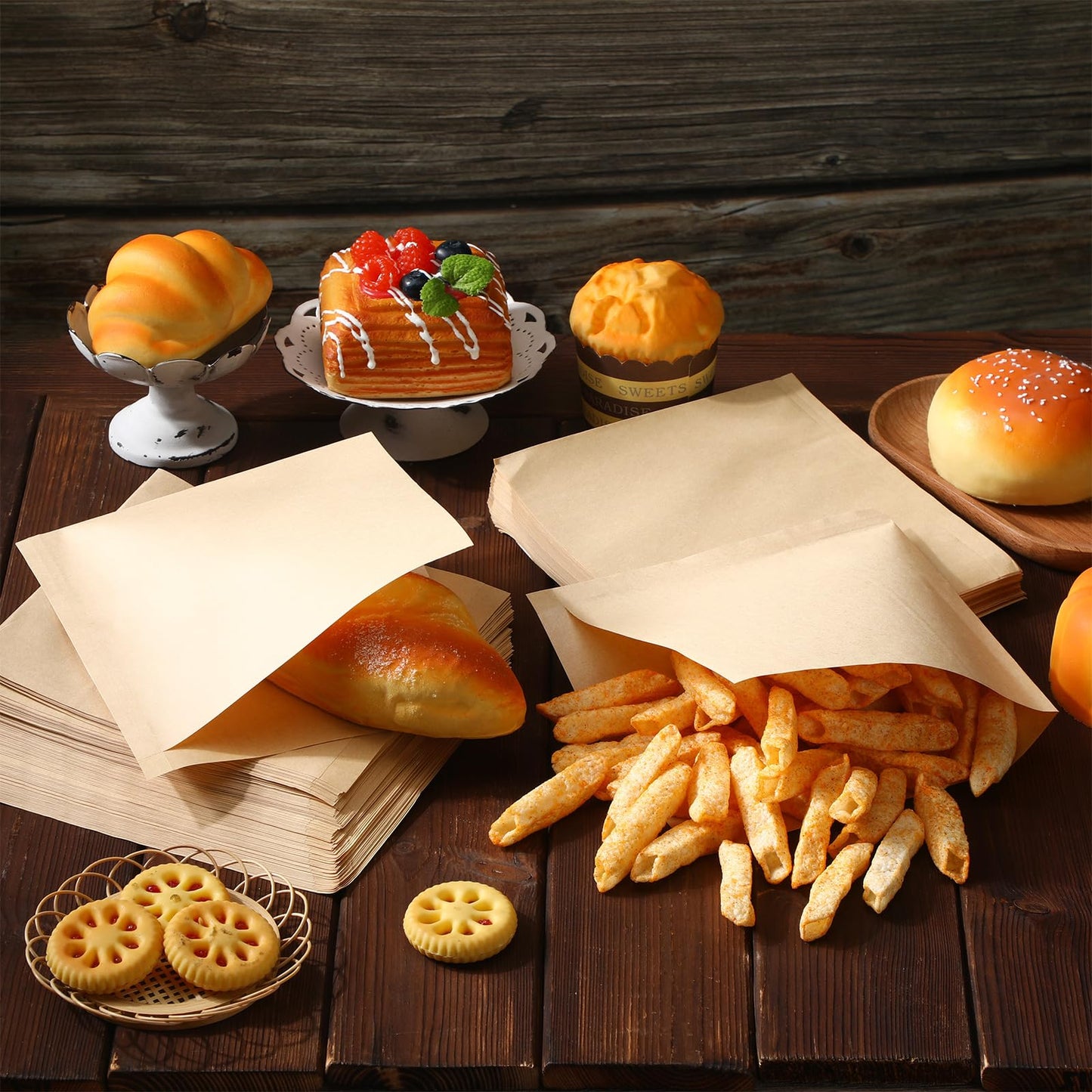Colarr Soft Pretzel Bags, 400 Pcs, 6.69 x 7.09 Inch, Grease Resistant, Brown, Model: Colarr-Sandwich Wrappers-230606