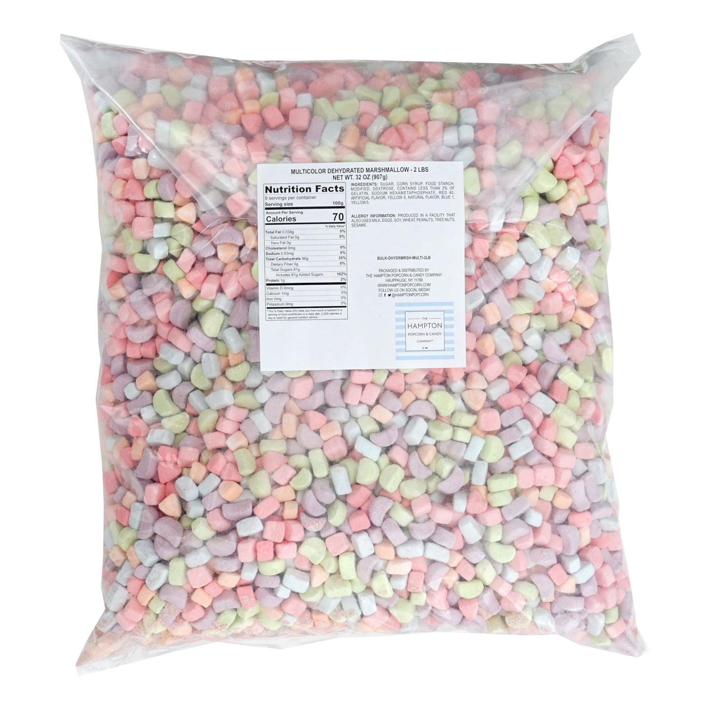 The Hampton Candy Company Dehydrated Cereal Marshmallows, Multi-Colored, 2 Pound Bulk Bag