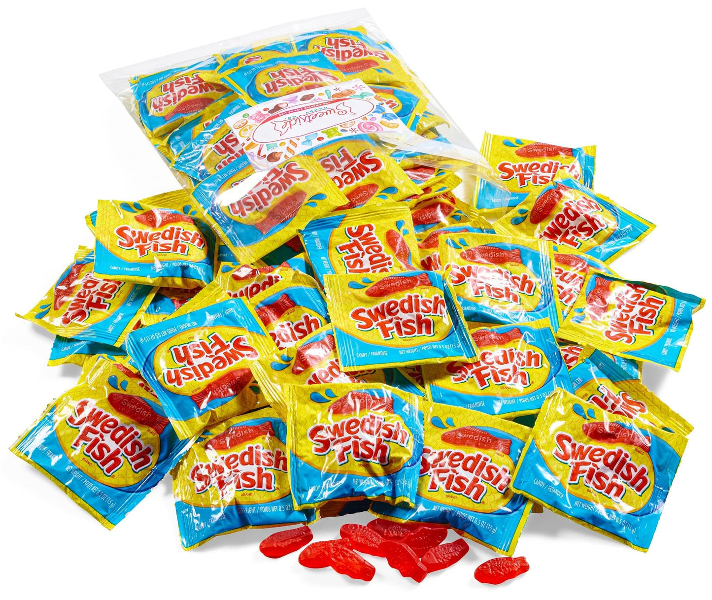 Candy in Bulk SwedishFish Soft & Chewy Fun Size Sharing Bag - Original Sweet & Chewy Red Fish Candy Individually Wrapped Treats,