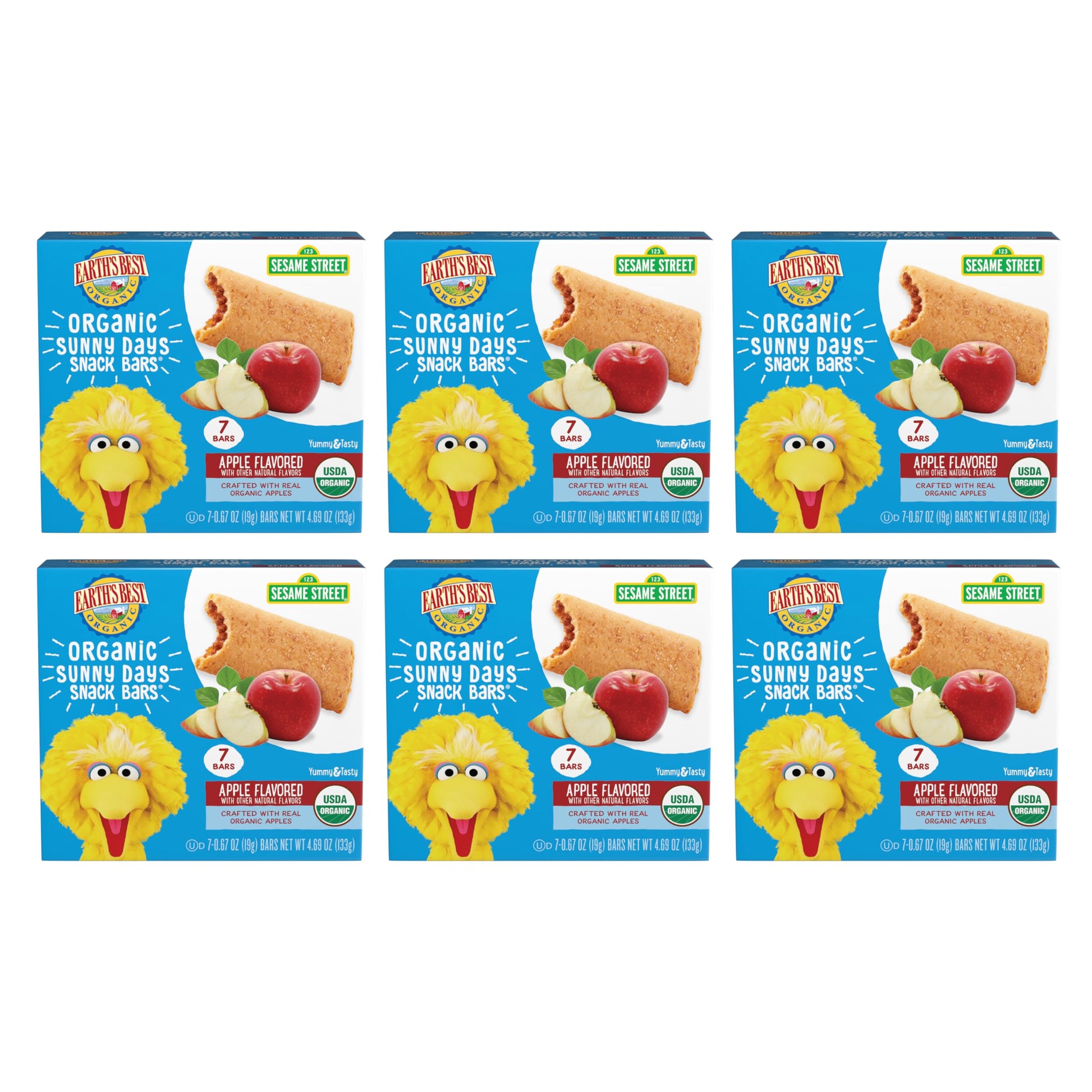 Earths Best Organic Sunny Days Snack Bars for Toddlers 2 Years Old and Up, Apple Flavored with Other Natural Flavors, 7 ct (Pack of 6)