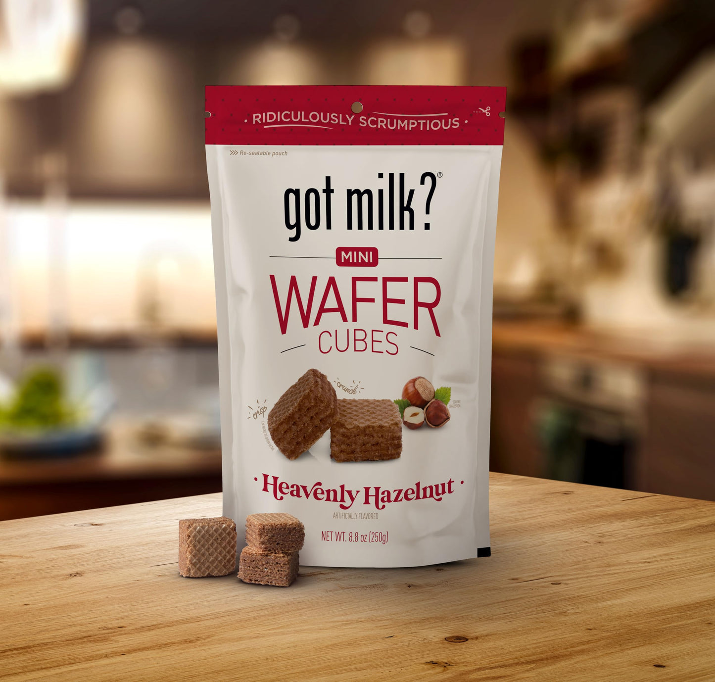 Got Milk Heavenly Hazelnut Wafer Cubes, Delicious Wafer Squares For Dessert Or Snack, 8.8 Oz.