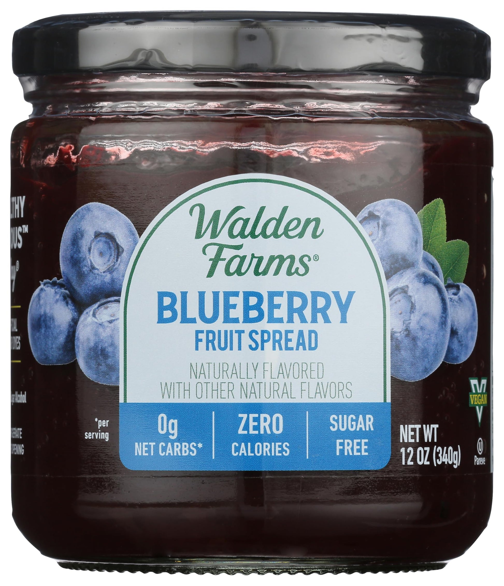 Walden Farms Blueberry Fruit Spread - Zero Calorie, Low Carb, Keto-Friendly, Vegan, Sugar-Free, Sweet Blueberry Flavor - 12 oz B