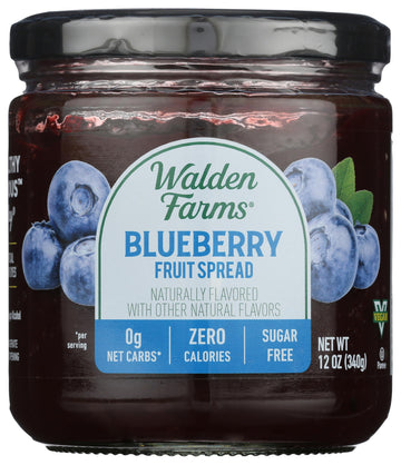 Walden Farms Blueberry Fruit Spread - Zero Calorie, Low Carb, Keto-Friendly, Vegan, Sugar-Free, Sweet Blueberry Flavor - 12 oz B