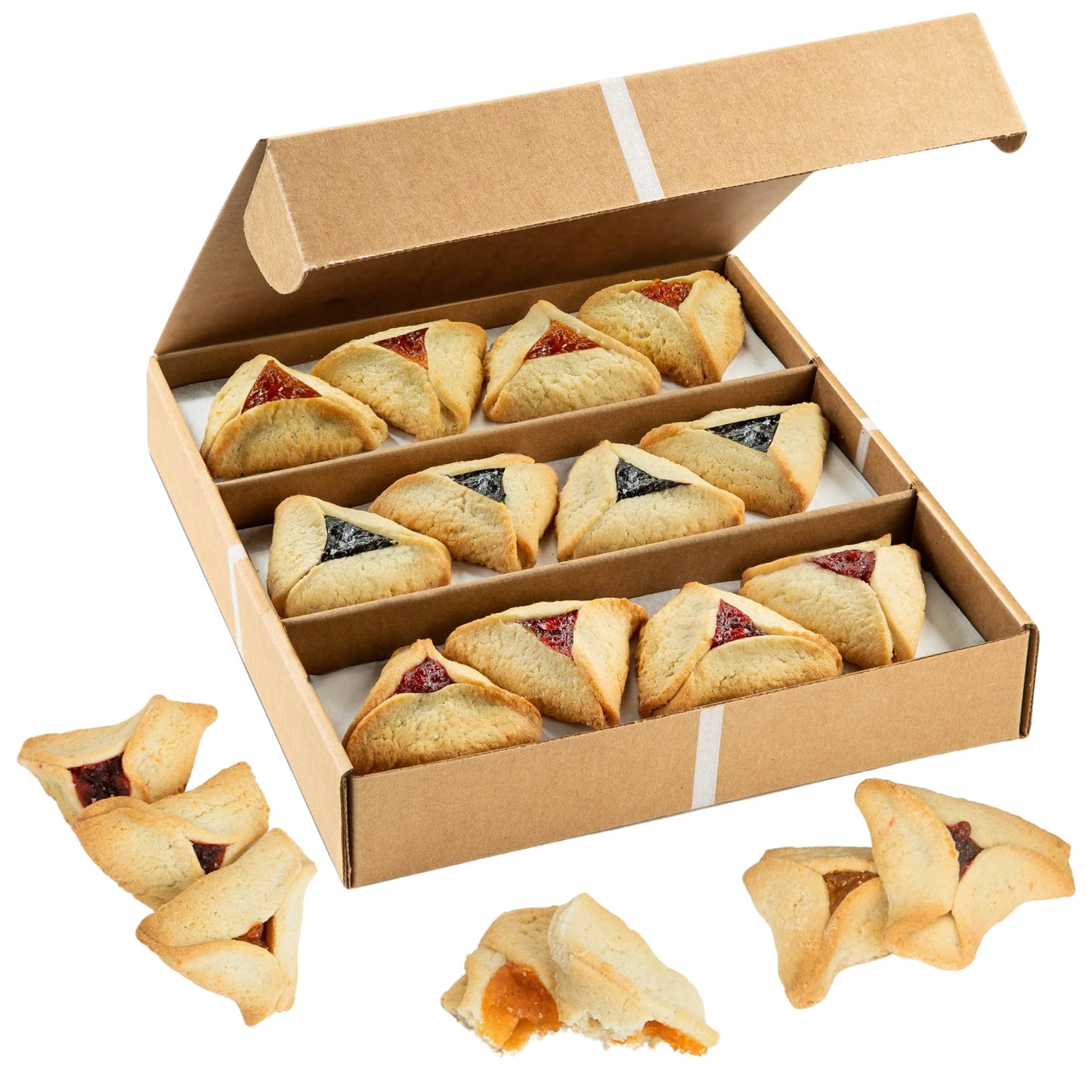 Shortbread Cookies | Hamentaschen Cookies Individually Wrapped [12 Count] Apricot, Prune, Raspberry | Purim Gift Basket | Mishlo