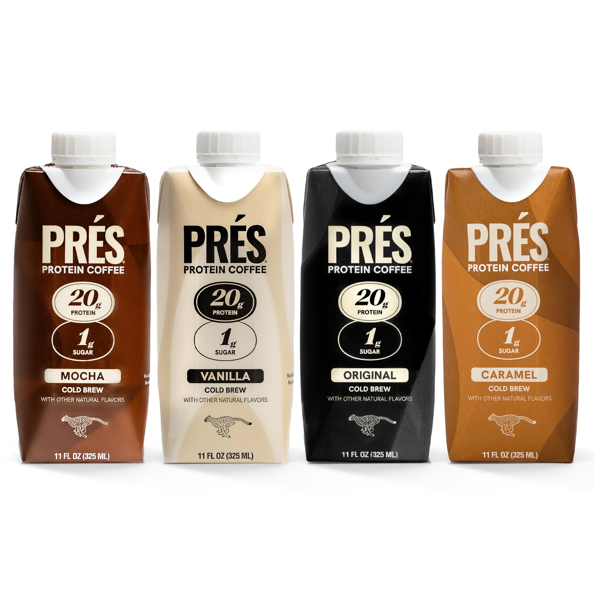 PRES Protein Coffee, Variety, High Protein, Real Cold Brew, 20g Protein, 1g Sugar, 100 Calories, No Added Sugar, Coffee, Protein